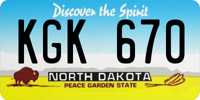ND license plate KGK670