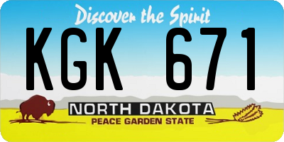 ND license plate KGK671