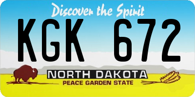 ND license plate KGK672