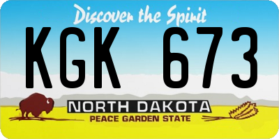 ND license plate KGK673