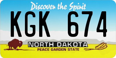 ND license plate KGK674