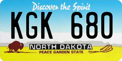 ND license plate KGK680