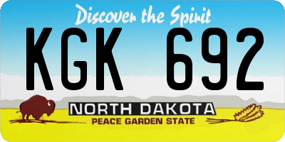 ND license plate KGK692