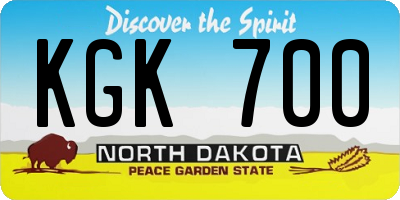 ND license plate KGK700