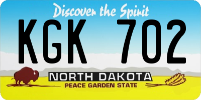 ND license plate KGK702