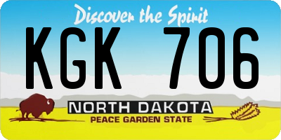 ND license plate KGK706