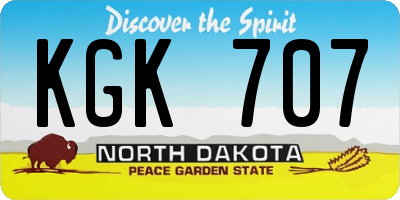 ND license plate KGK707