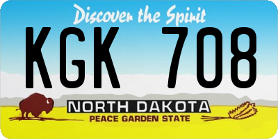 ND license plate KGK708