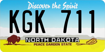 ND license plate KGK711