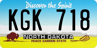 ND license plate KGK718
