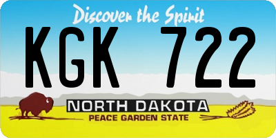 ND license plate KGK722