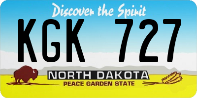 ND license plate KGK727