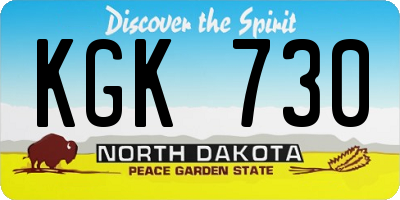 ND license plate KGK730