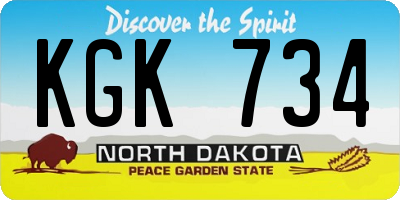 ND license plate KGK734