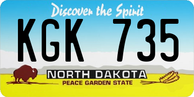 ND license plate KGK735