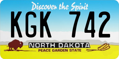 ND license plate KGK742