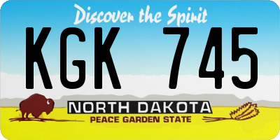 ND license plate KGK745
