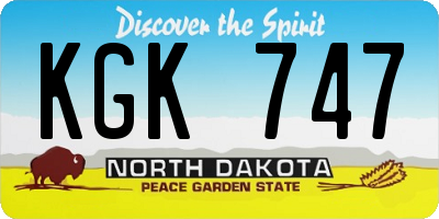 ND license plate KGK747