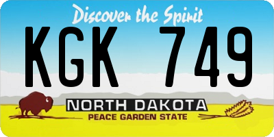 ND license plate KGK749