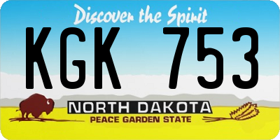 ND license plate KGK753