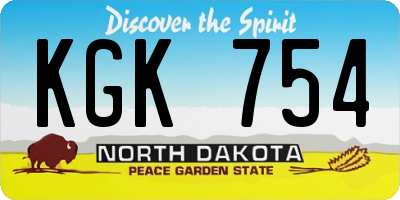 ND license plate KGK754
