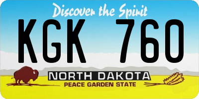ND license plate KGK760