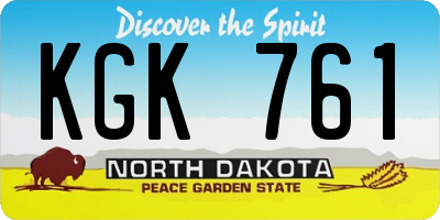 ND license plate KGK761