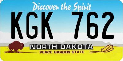 ND license plate KGK762