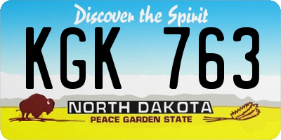 ND license plate KGK763