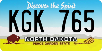 ND license plate KGK765