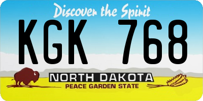 ND license plate KGK768