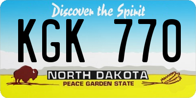 ND license plate KGK770