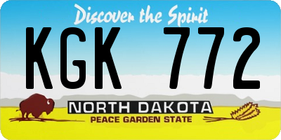 ND license plate KGK772