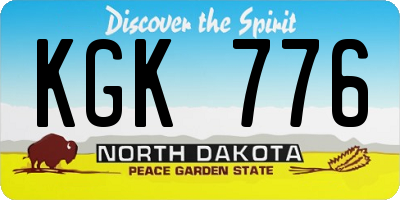 ND license plate KGK776