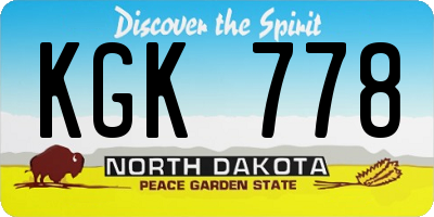 ND license plate KGK778