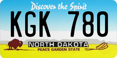 ND license plate KGK780