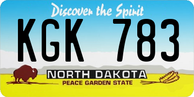 ND license plate KGK783