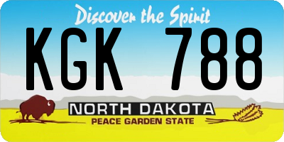 ND license plate KGK788