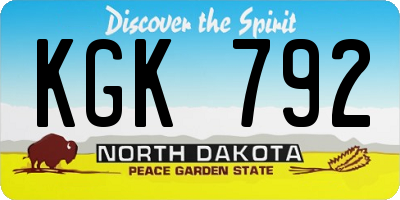 ND license plate KGK792