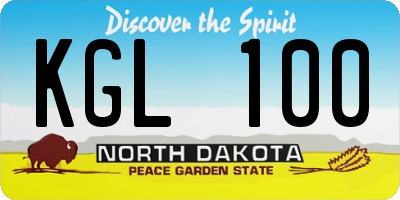 ND license plate KGL100