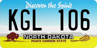 ND license plate KGL106