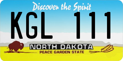 ND license plate KGL111