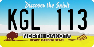 ND license plate KGL113