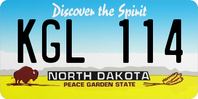 ND license plate KGL114