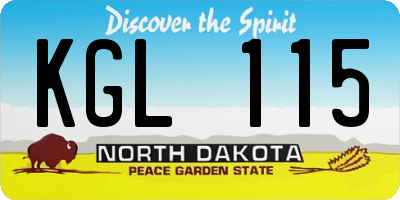 ND license plate KGL115