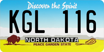 ND license plate KGL116