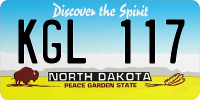 ND license plate KGL117