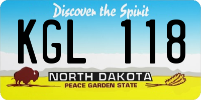 ND license plate KGL118