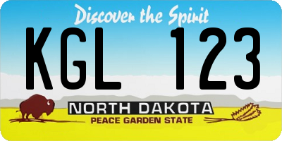 ND license plate KGL123