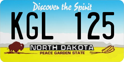 ND license plate KGL125